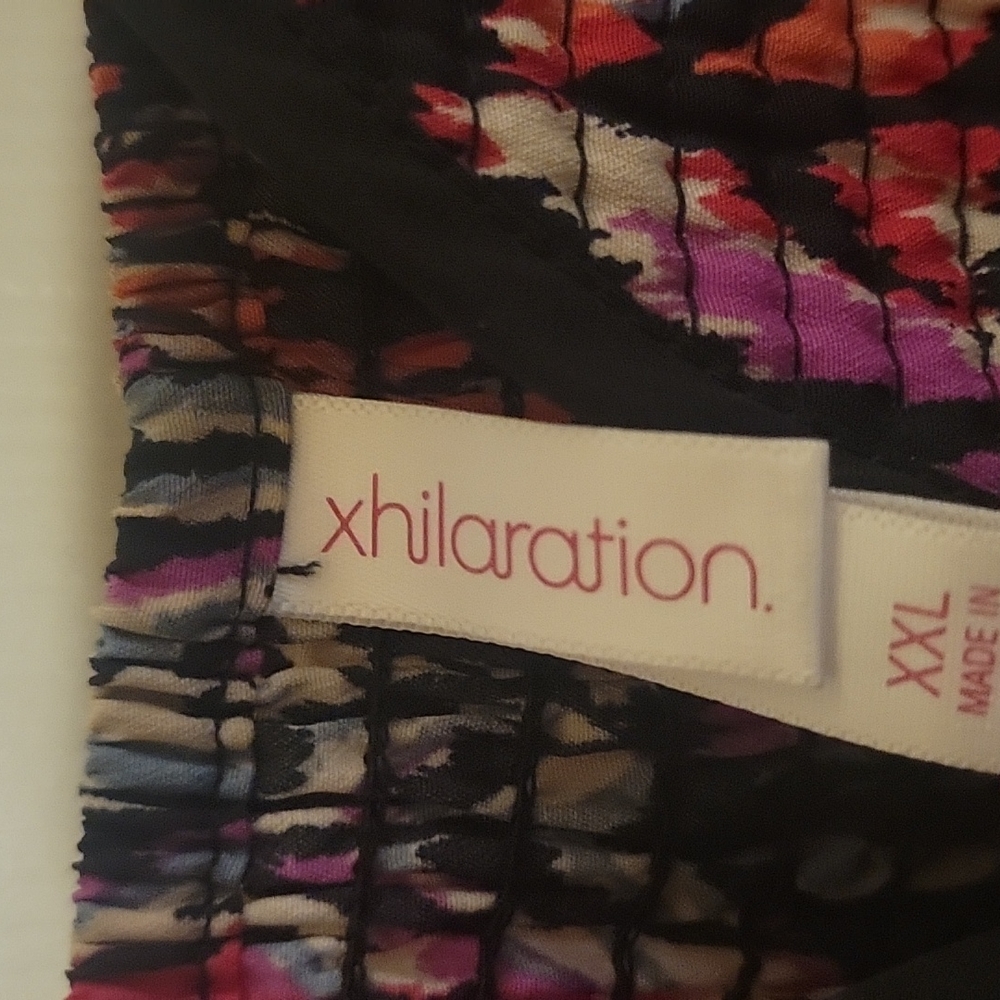 XXL Xhileration black, white, orange, and red colored dress. 100% polyester. - Picture 6 of 9